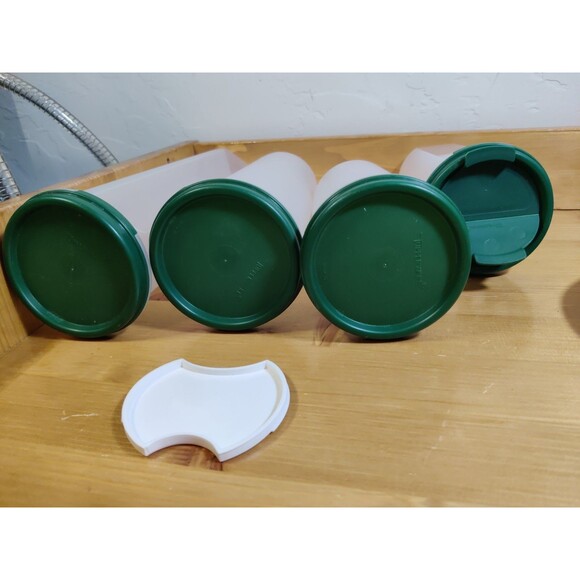 Tupperware Round Modular Mates Set of 4 Hunter Green Lid Shaker Portion Measure - Picture 6 of 14